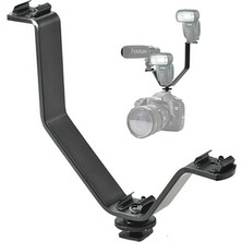 Fototek Dslr Makineler Kameralar Için V Bracket Üç Grişli Flaş, Led, Mikrofon Tutucu Çoklayıcı