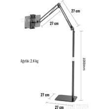 The Wlue 6-11 Inch Metal Ayaklı Flexible Tablet ve Telefon Tutucu Stand 148 cm Metal Tablet Tripod