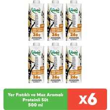 Pınar Yer Fıstıklı ve Muz Aromalı Protein Süt 500 ml x 6 Adet