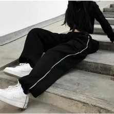 Ategewear Y2K Harajuku Zip Detay Siyah Eşofman Altı