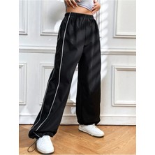 Ategewear Harajuku Tarz Siyah Paraşüt Eşofman Altı / Pantolon