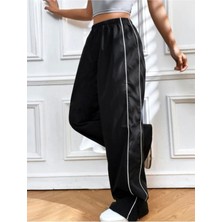 Ategewear Harajuku Tarz Siyah Paraşüt Eşofman Altı / Pantolon