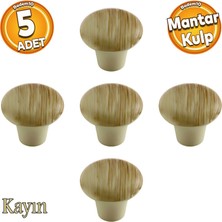 Badem10 Mantar Düğme Sert Plastik Kulp Kayın Dolap Mobilya Mutfak Dolabı Çekmece Kapak Kulbu 5 Adet
