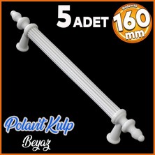 Badem10 Polavit 160 mm Kulp Sert Plastik Beyaz Çekmece Mobilya Mutfak Dolap Kulbu 5 Adet