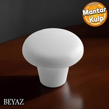 Badem10 Mantar Düğme (SERT PLASTİK) Beyaz Yuvarlak Mobilya Mutfak Çekmece Dolap Dolabı Kulpu Kulbu Kulpları