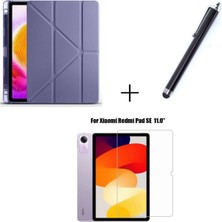 Zennur Xiaomi Redmi Pad Se Uyumlu Kalem Bölmeli Standlı Kılıf + Ekran Koruyucu + Kalem 3'lü Set