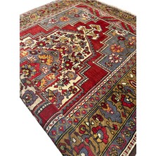 Burak Halı El Dokuma Antika Taşpınar Halısı 190X350CM Bej Kırmızı 7 M2 Kök Boya Salon Halısı