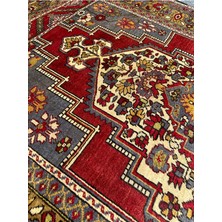 Burak Halı El Dokuma Antika Taşpınar Halısı 190X350CM Bej Kırmızı 7 M2 Kök Boya Salon Halısı