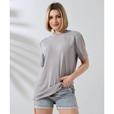 Sem E -Commerce Sem E - Commerce Unisex Bisiklet Yaka Slim Fit T-Shirt - Boyalı Gri