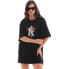 Sem E -Commerce Sem E - Commerce Unisex Bisiklet Yaka Baskılı Oversize T-Shirt - Siyah