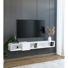 Suba Home Slimline Beyaz Duvara Monte Açık Raflı Minimalist Tv Ünitesi  160 Cm - Şık Ve Fonksiyonel Tasarım