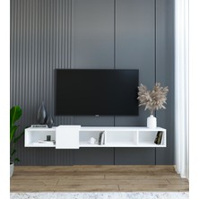 Suba Home Slimline Beyaz Duvara Monte Açık Raflı Minimalist Tv Ünitesi  160 Cm - Şık Ve Fonksiyonel Tasarım