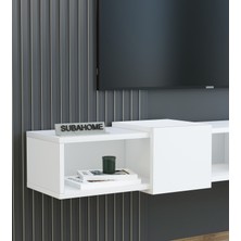 Suba Home Slimline Beyaz Duvara Monte Açık Raflı Minimalist Tv Ünitesi  160 Cm - Şık Ve Fonksiyonel Tasarım