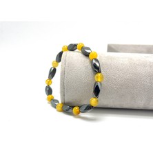 Yıldız Doğal Taş Sertifikalı Damla Kehribar Burgu Hematit 6 mm Bileklik