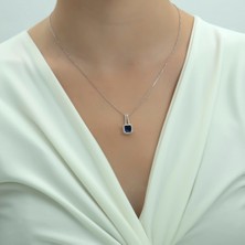 Usho Jewelry Pırlanta Modeli Kare Şık Kolye 925 Ayar Gümüş