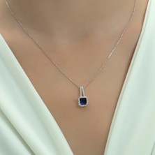 Usho Jewelry Pırlanta Modeli Kare Şık Kolye 925 Ayar Gümüş