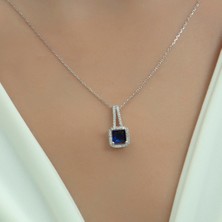 Usho Jewelry Pırlanta Modeli Kare Şık Kolye 925 Ayar Gümüş