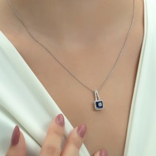 Usho Jewelry Pırlanta Modeli Kare Şık Kolye 925 Ayar Gümüş
