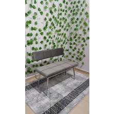 Özcan Mobilya Aksesuar Metal Ayaklı Sırtlı Siyah Mutfak Salon Antre Yatak Odası Puf Bank Oturak Bench