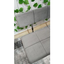 Özcan Mobilya Aksesuar Metal Ayaklı Sırtlı Siyah Mutfak Salon Antre Yatak Odası Puf Bank Oturak Bench