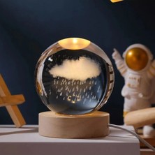 Coverzone Cam Küre Işıklı Göz Yormayan Bulut ve Yağmur Motifli Masaüstü Aydınlatma Gece Lambası Dekoratif Çocuk Odası Salon Yatak Odası Lamba 6cm x 6cm  Rain