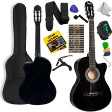 Midex CG-395BK Siyah Klasik Gitar 4/4 Sap Ayarlı Kesik Kasa Full Set (Çanta Askı Tuner Metod Pena)