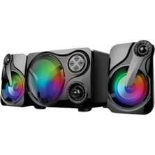 Coverzone Taşınabilir Speaker Bluetooth Yeni Nesil Hoparlör Bağlantı RGB Led Işıklı Radyo Özellikli Bluetooth Subwoofer 2.1 Ses Sistemi Masaüstü Veya Akıllı Cihazlara Bağlan