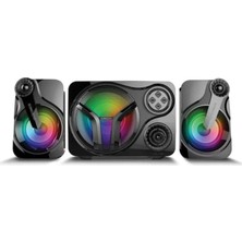 Coverzone Taşınabilir Speaker Bluetooth Yeni Nesil Hoparlör Bağlantı RGB Led Işıklı Radyo Özellikli Bluetooth Subwoofer 2.1 Ses Sistemi Masaüstü Veya Akıllı Cihazlara Bağlan