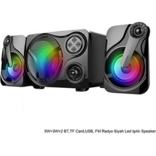 Coverzone Taşınabilir Speaker Bluetooth Yeni Nesil Hoparlör Bağlantı RGB Led Işıklı Radyo Özellikli Bluetooth Subwoofer 2.1 Ses Sistemi Masaüstü Veya Akıllı Cihazlara Bağlan