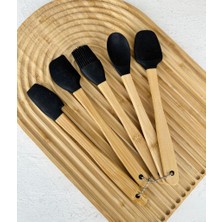 5'li Bambu Silikon Mini Spatula Seti Siyah