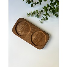 Mottogo Koyu Ahşap 2 Bölmeli Yağdanlık | Sıvı Sabunluk Altlığı