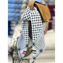 Flora Tekstil Filistin Temalı Fular 45X45  Unisex Günlük Kullanıma Uygun Puşi Şal Kefiye Filistin Bayrak AFL2364