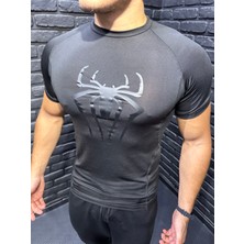 Yhm Erkek Spiderman Compression Tshirt Rash Guard Siyah Spor Tişört