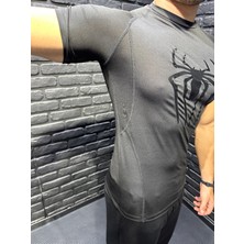 Yhm Erkek Spiderman Compression Tshirt Rash Guard Siyah Spor Tişört