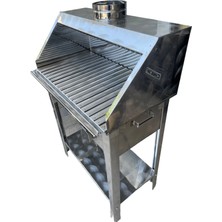 Topsöken Paslanmaz Kömürlü Mangal 35 x 60 cm Bacalı Barbekü