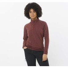 Salomon Essential Lightwarm Kadın Yarım Fermuar Polar - Bordo