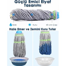 abnturk 45 cm Alanı Tek Hamlede Temizleyen Tasarım Harikasıteleskopik Kendinden Sıkmalı Örgülü Twister Mop (4202)