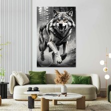Marka Emilartmodern Siyah Beyaz Koşan Kurt Asil Duvar Tablosu Kanvas