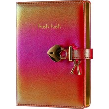 Victoria's Journals Hush Hush Metalik Kırmızı Kilitli Defter ve Kalem Çantası Seti