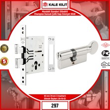 Kale Kilit Mandallı Standart Silindirli Champion Kancalı Çelik Kapı Emniyet Kilidi| 297 | 60 mm | Krom | 3 Anahtarlı | 29700000001