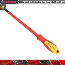 İzeltaş 1000V Izoleli Elektrikçi Düz Uçlu Tornavida | 5.5X125 mm