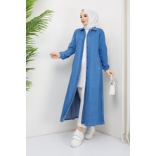 Pamuk Butik Kadın Denim Düğme Kapamalı Tesettür Kot Kap