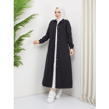 Pamuk Butik Kadın Denim Düğme Kapamalı Tesettür Kot Kap