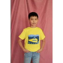 Bubuga Erkek Çocuk Pamuk Denizaltı Baskılı Kısa Kol Tshirt