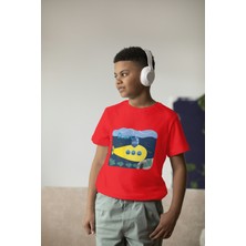 Bubuga Erkek Çocuk Pamuk Denizaltı Baskılı Kısa Kol Tshirt