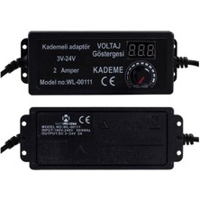 WL-00111 3 Volt - 24 Volt 2 Amper 5.5x2.5 mm Uçlu Dıgıtal Ekranlı Ayarlı Kademeli Adaptör