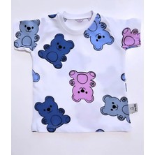 Bebek Pijama Takımı Kısakol Şort Pembe Renkli Ayıcık Desen  Pamuk Çocuk Pijama