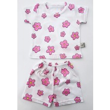 Bebek Pijama Takımı Kısakol Şort Çiçek Desen  Pamuk Yenidoğan Çocuk Pijama