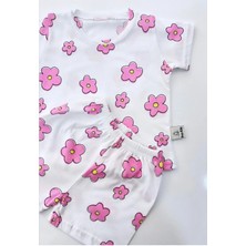 Bebek Pijama Takımı Kısakol Şort Çiçek Desen  Pamuk Yenidoğan Çocuk Pijama