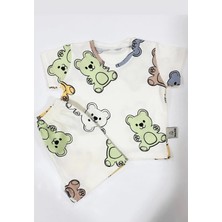 Drop Kids Bebek Pijama Takımı Kısakol Şort Renkli Ayıcık Desen  Pamuk Çocuk Pijama